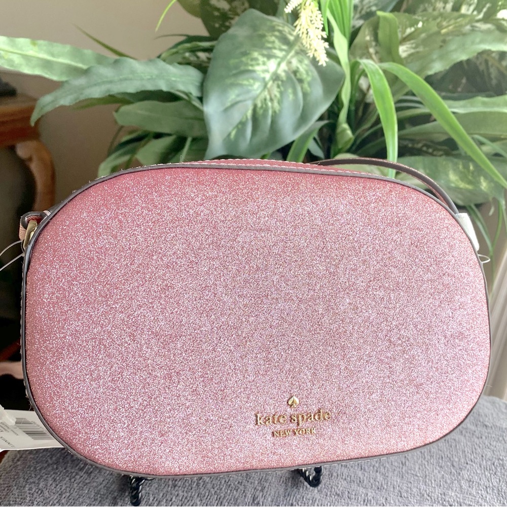 Kate Spade NWT PINK TINSEL Glimmer Oval Camera Bag CROSSBODY $299 retail - Picture 5 of 14